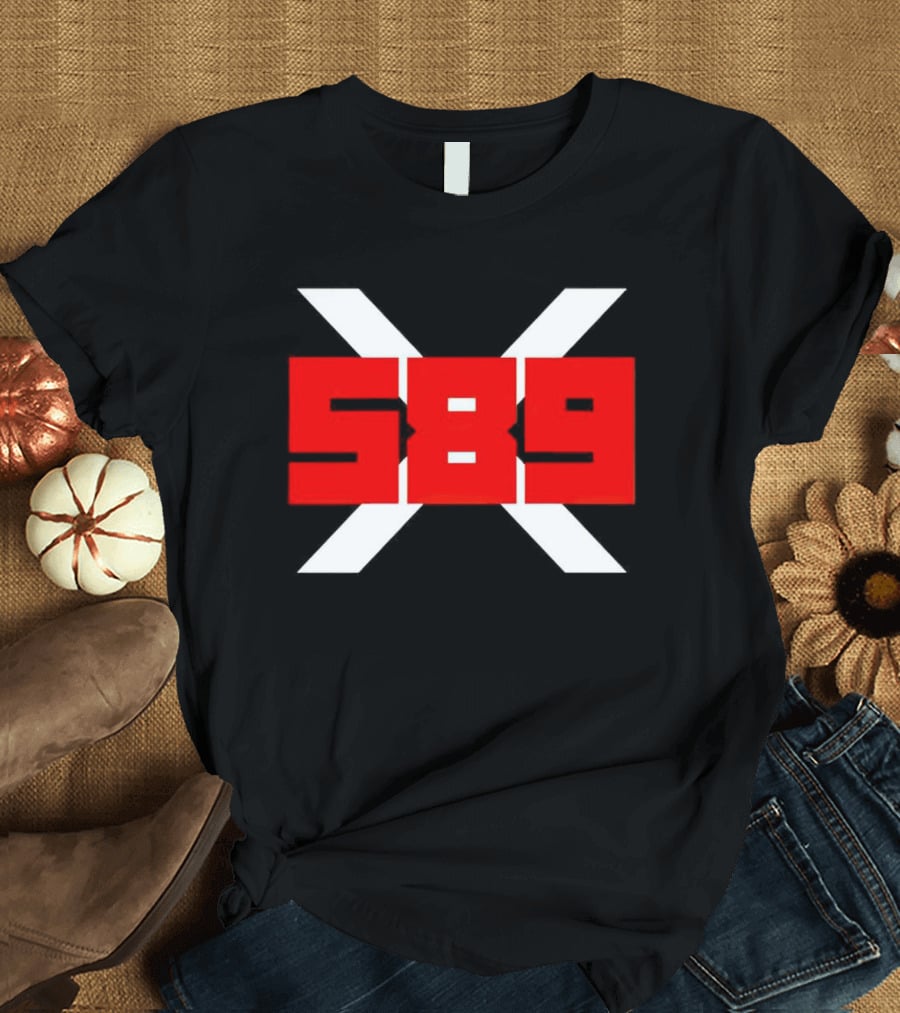XRP 589 Bold Red On Black With White X T-Shirt