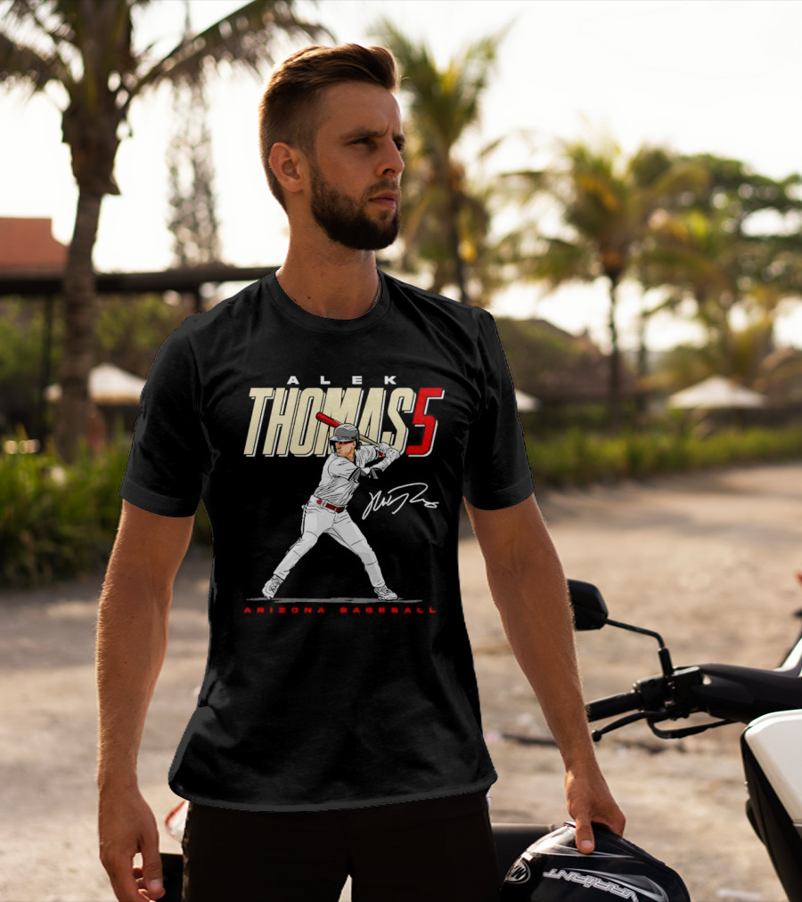 Alek Thomas Arizona Baseball 5 Hit The Ball Signature T-Shirt