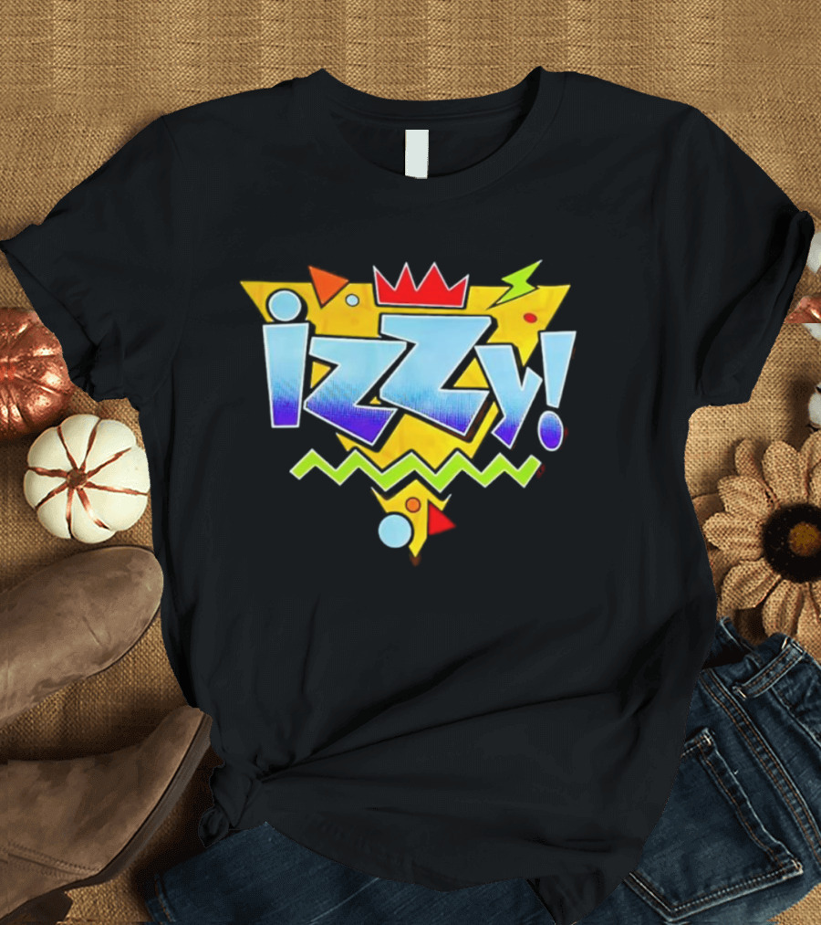 Izzy 90s Retro Triangles Zigzag Crown Bright Colors T-Shirt