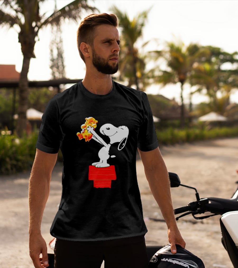 Snoopy Holding Simba From Lion King Scene T-Shirt
