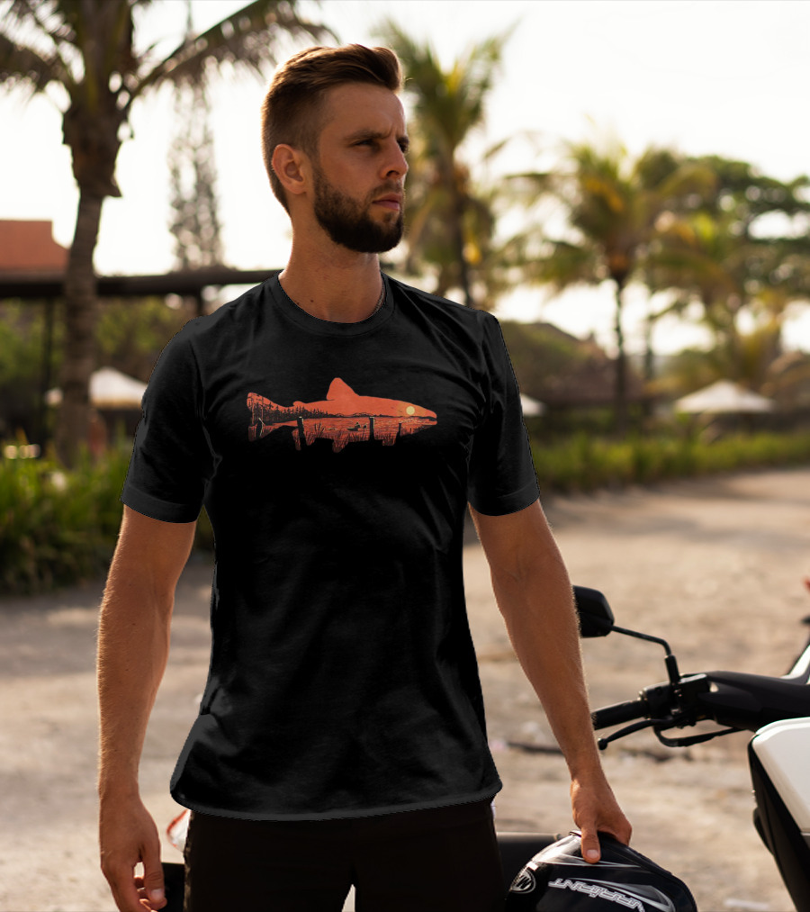 Sunset Trout Lake Silhouette Canoe Reflections T-Shirt