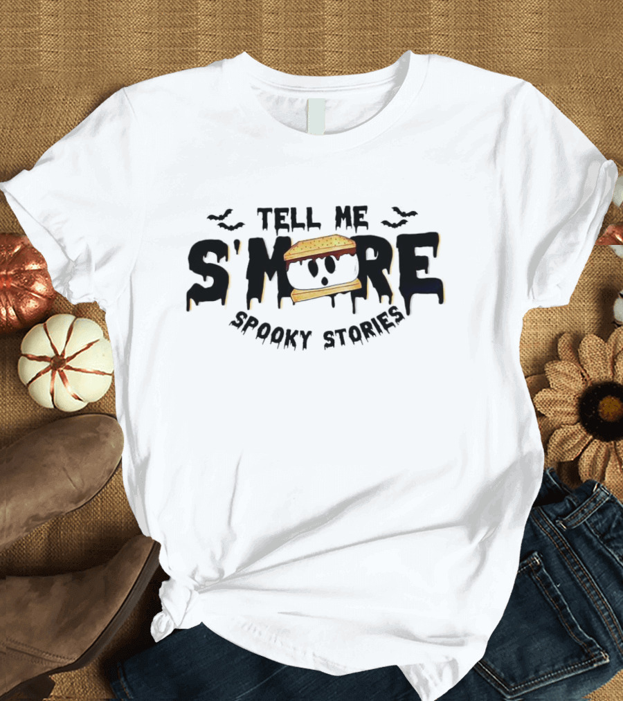 Tell Me S’more Spooky Stories With Ghostly S’more And Bats T-Shirt