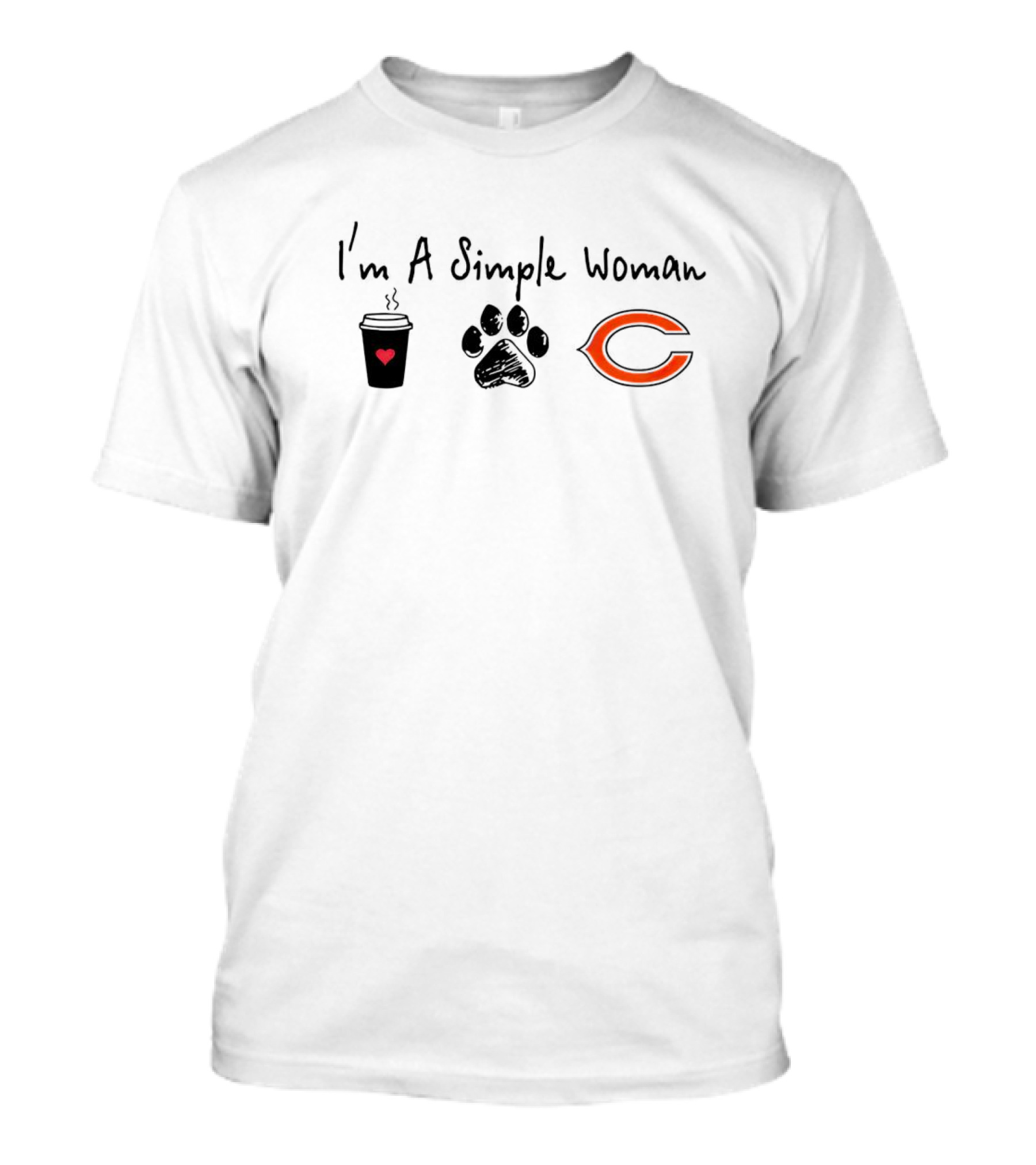 I’m A Simple Woman I Like Coffee Paw And Chicago Bears T-Shirt