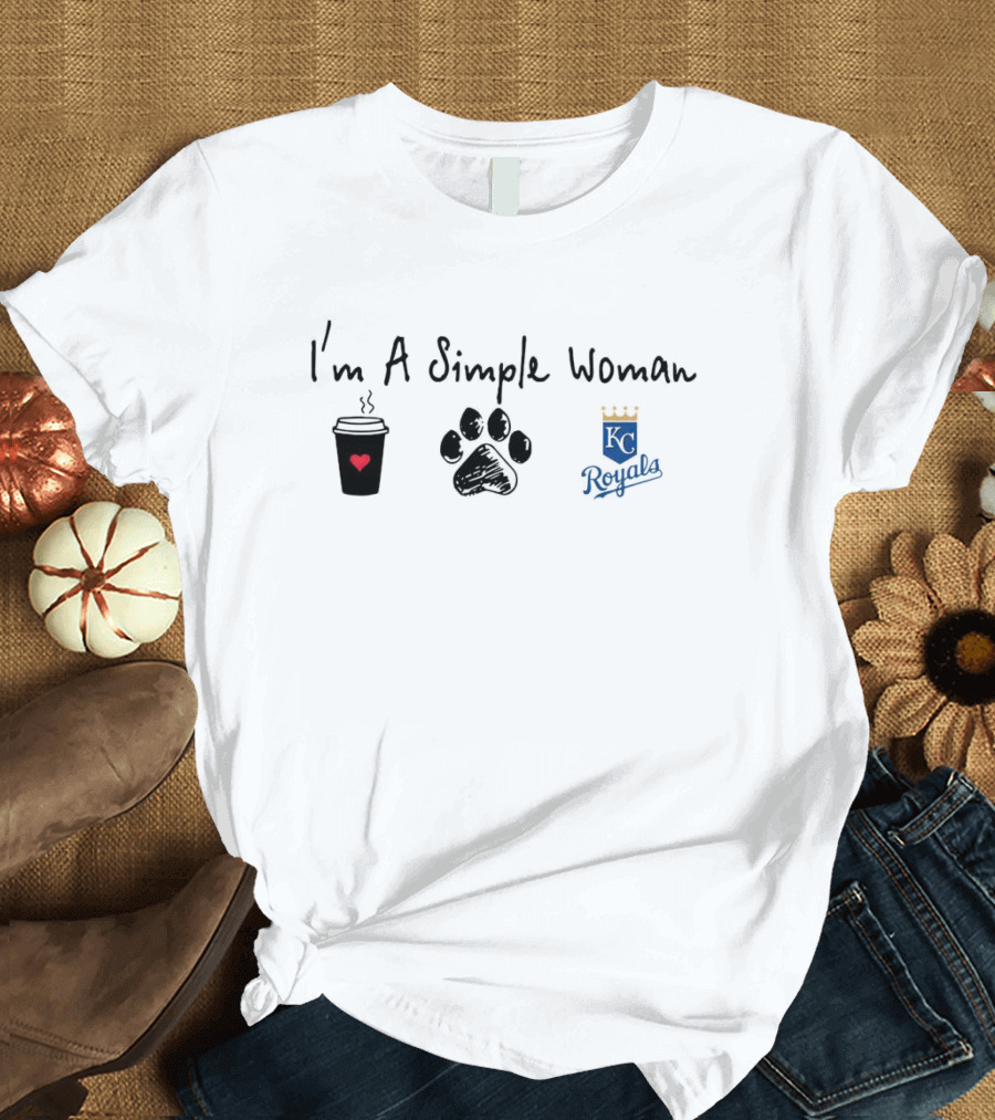 I'm A Simple Woman Coffee Paw KC Royals T-Shirt