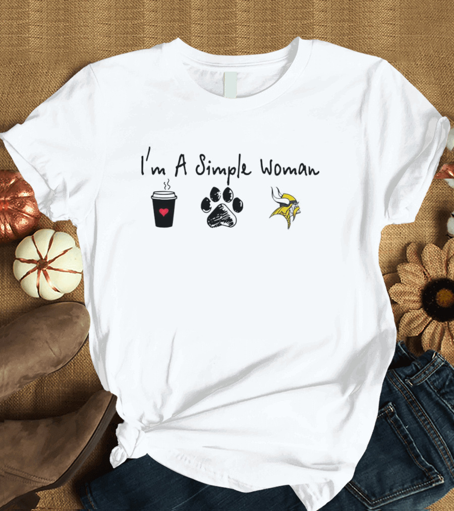 I’m A Simple Woman Coffee Paw Vikings Skull Helmet T-Shirt