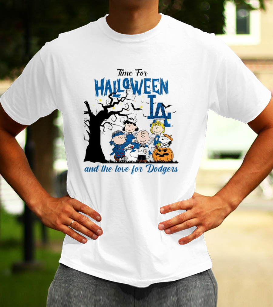 Time For Halloween LA And The Love For Dodgers Peanuts Characters T-Shirt
