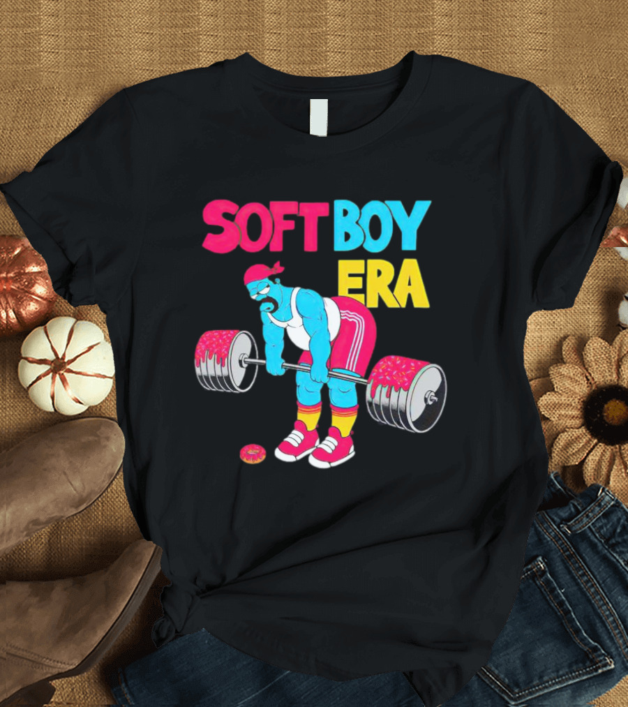 Soft Boy Era Donut Weightlifting Cartoon T-Shirt
