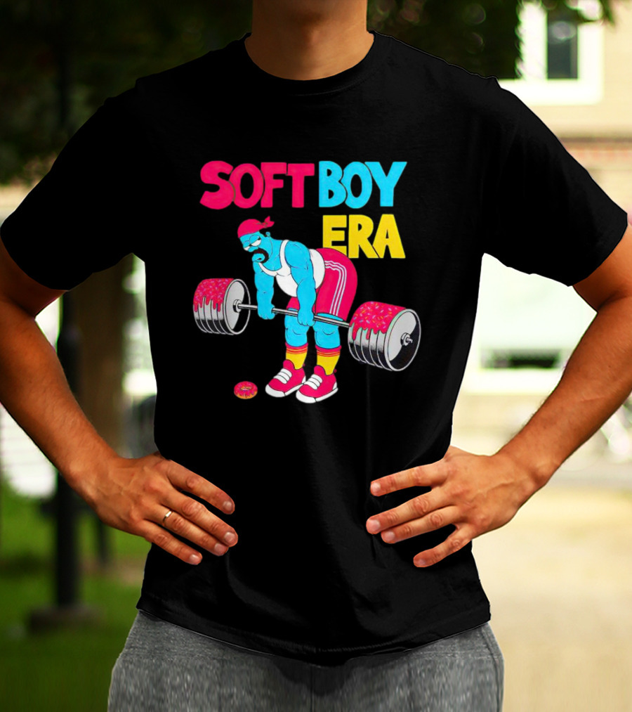 Soft Boy Era Donut Weightlifting Cartoon T-Shirt