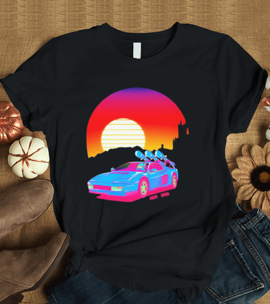 NAFO Crimea Sunset Neon Retro Car At Vibrant Skyline T-Shirt