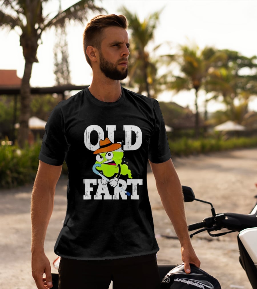 Old Fart Wearing Fedora With Cane Character T-Shirt