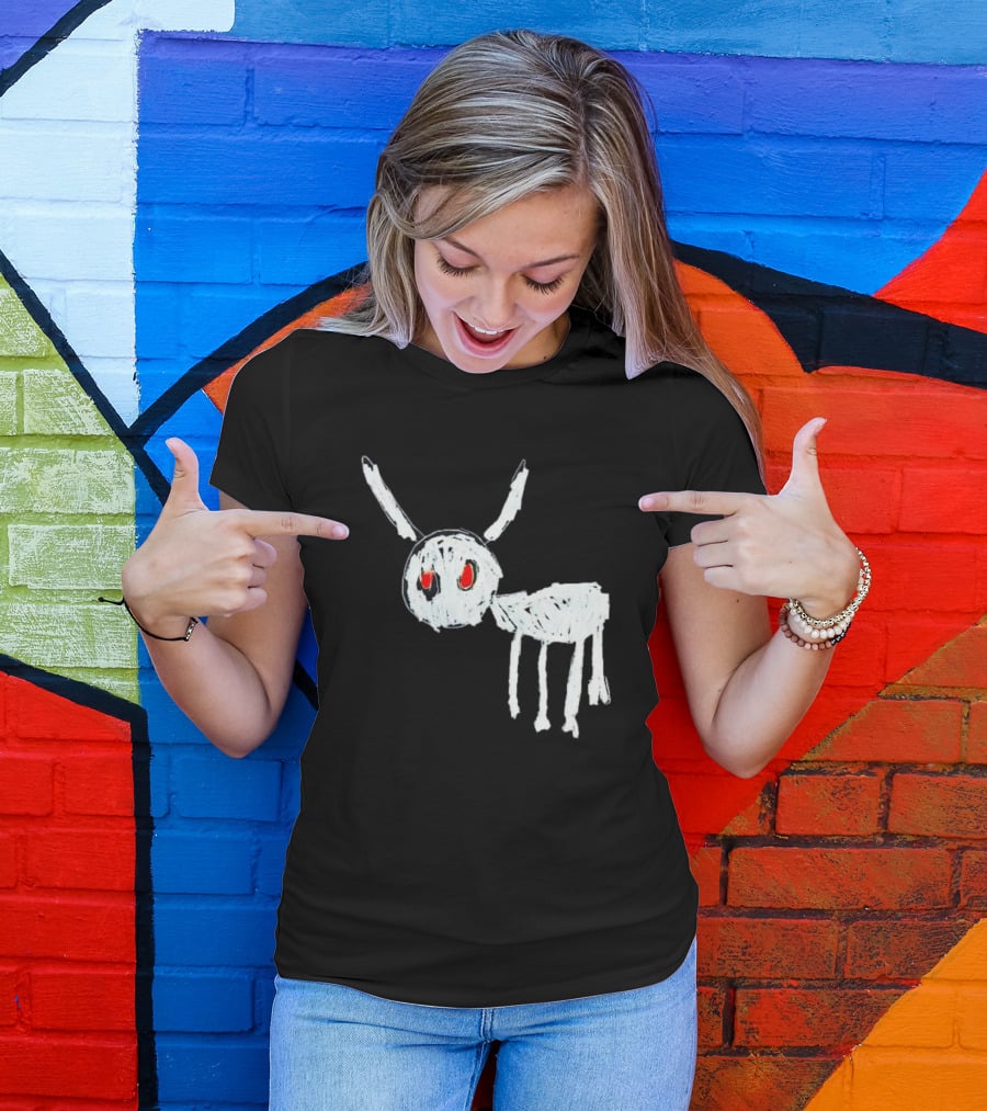 Adonis For All The Dogs With White Abstract Creature Sketch With Red Eyes T-Shirt