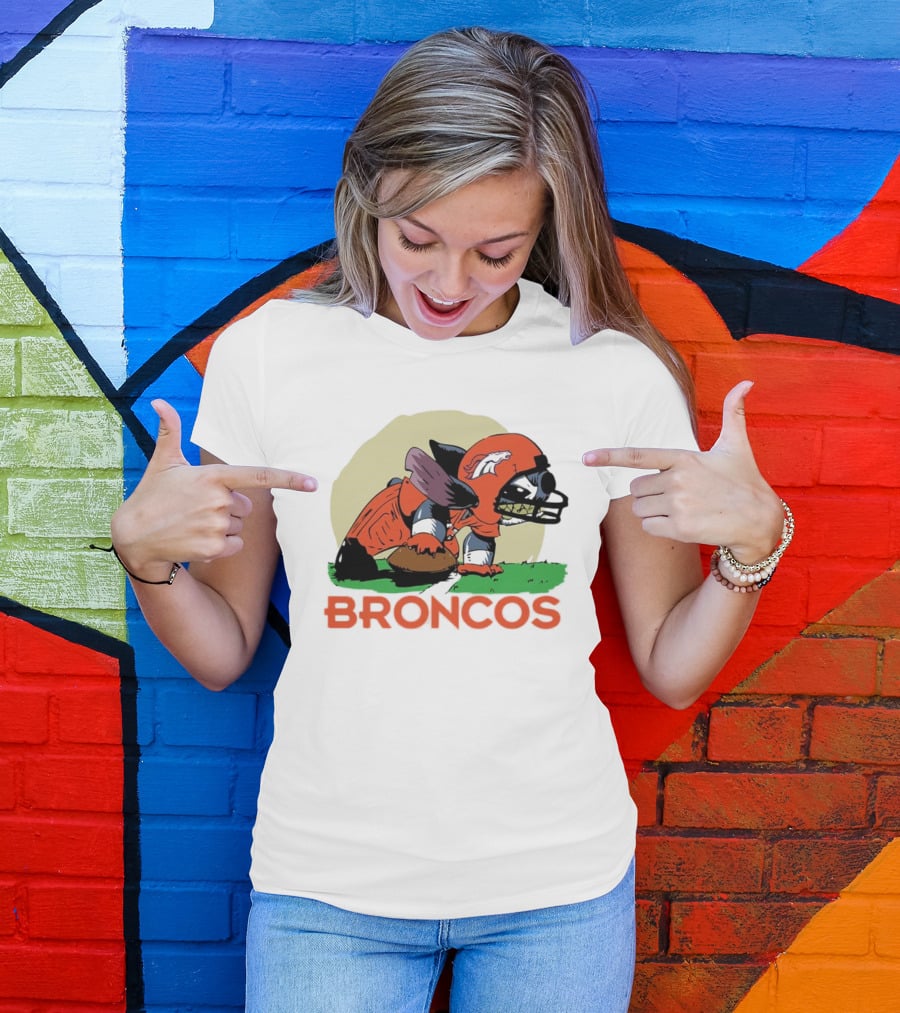 Angry Stitch NFL Football Broncos Helmet Rugged Player T-Shirt