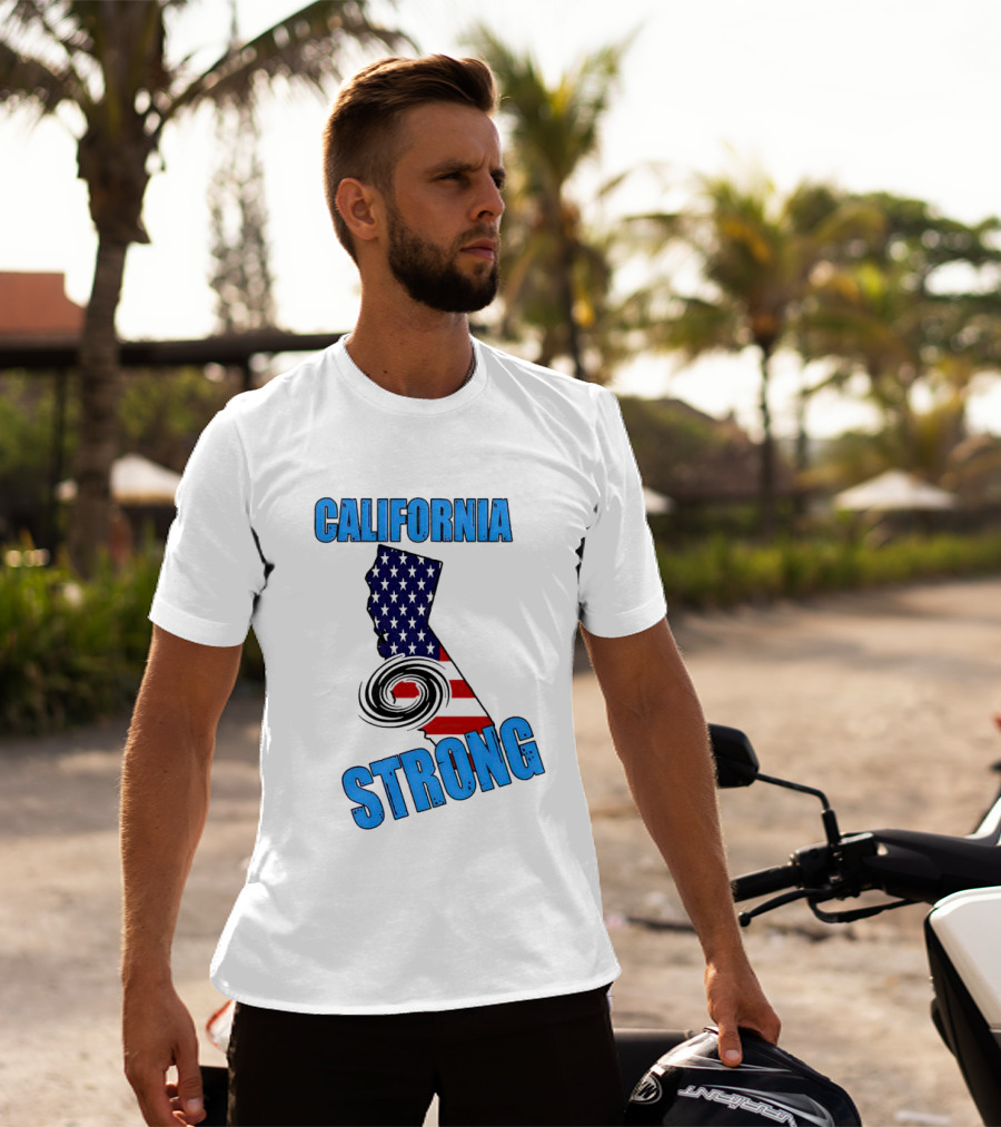 California Strong Hurricane Hilary California Map American Flag T-Shirt
