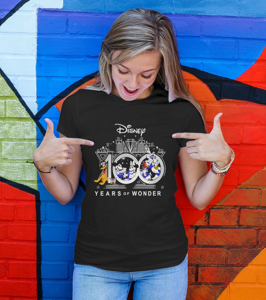Disney 100 Years Of Wonder Mickey Minnie Donald Pluto T-Shirt