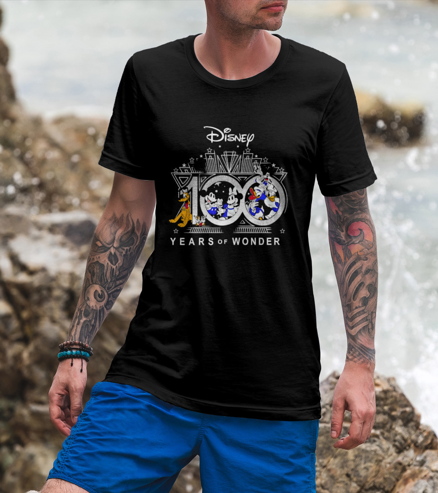 Disney 100 Years Of Wonder Mickey Minnie Donald Pluto T-Shirt