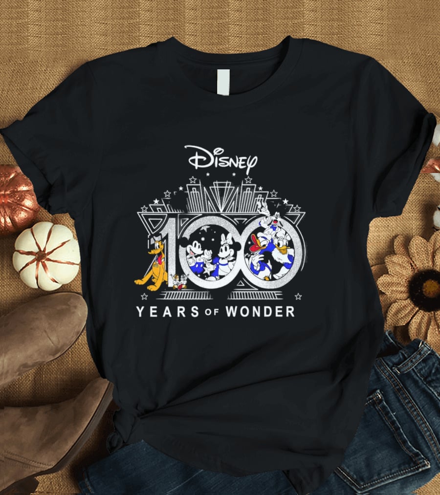 Disney 100 Years Of Wonder Mickey Minnie Donald Pluto T-Shirt