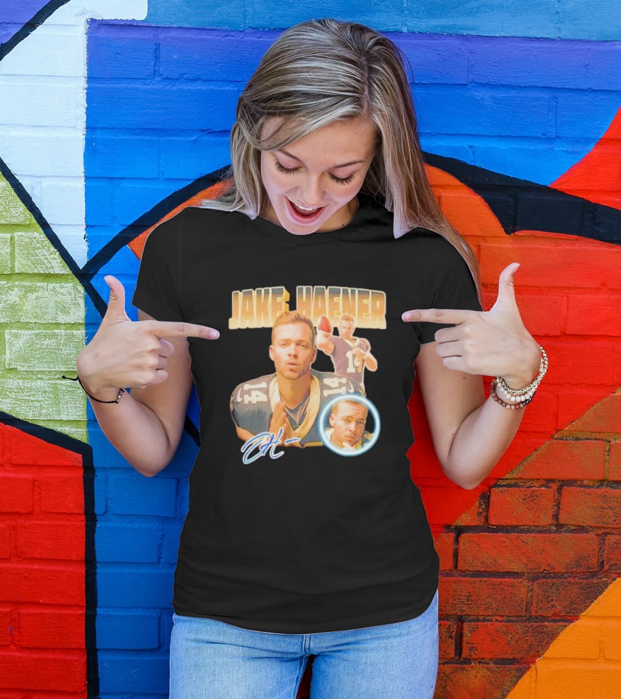 Jake Haener 14 Football Iconic Pose H- Signature T-Shirt