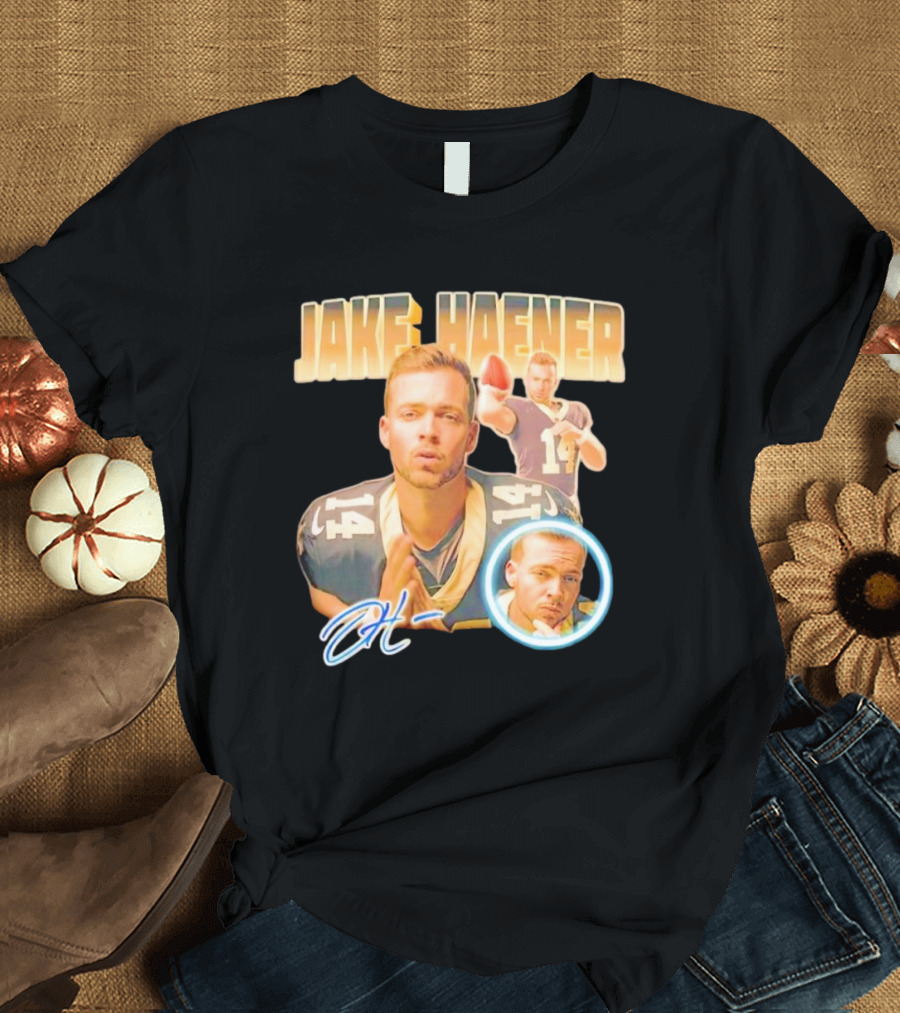 Jake Haener 14 Football Iconic Pose H- Signature T-Shirt