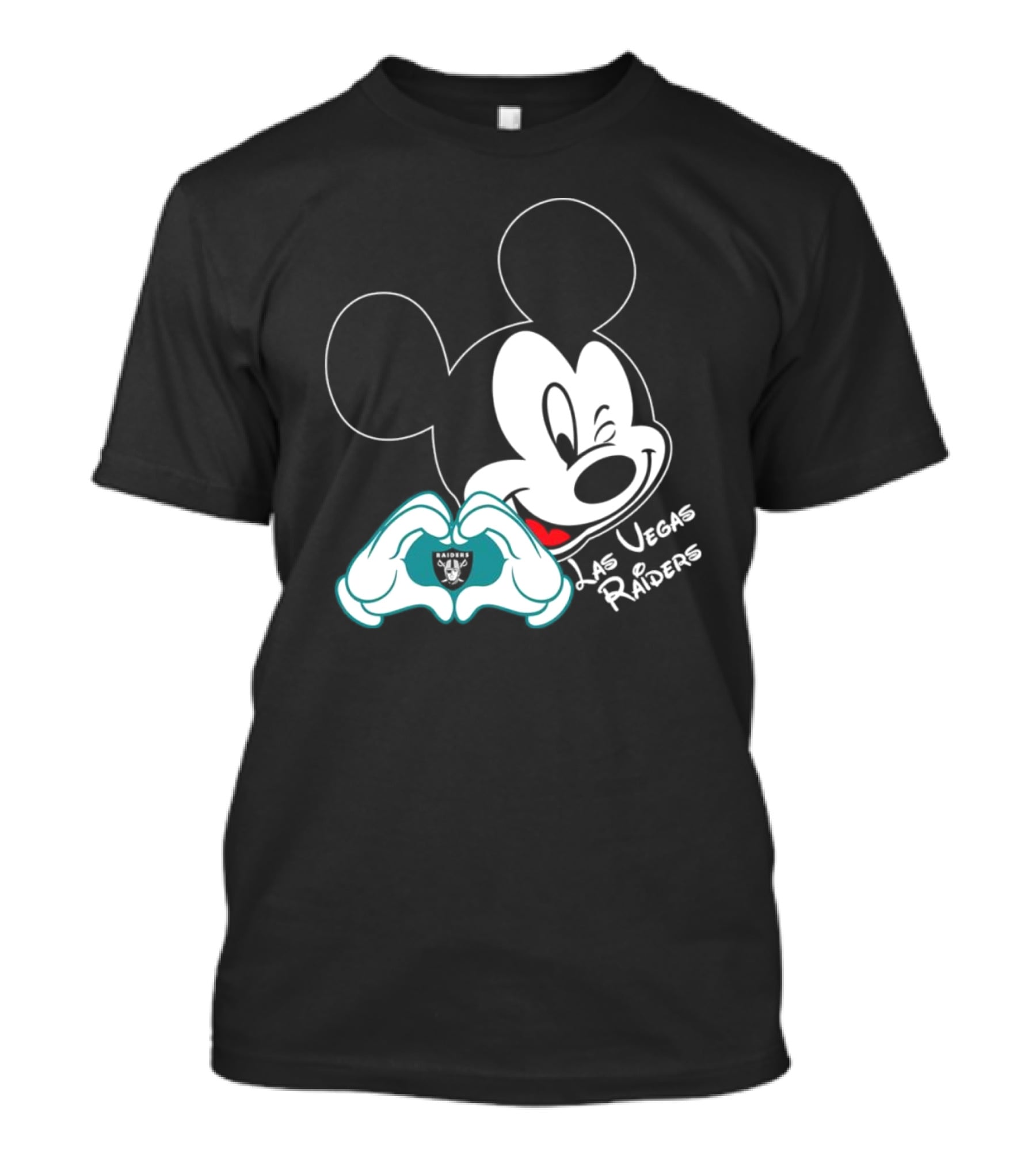 Mickey Mouse Heart Las Vegas Raiders NFL Team T-Shirt