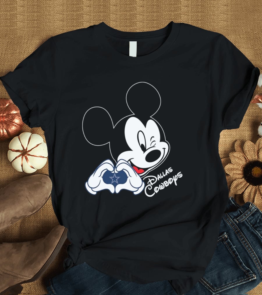 Dallas Cowboys Mickey Mouse Heart Star Fandom T-Shirt
