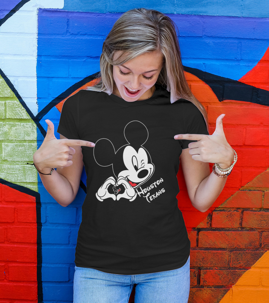 Mickey Mouse Heart Houston Texans T-Shirt