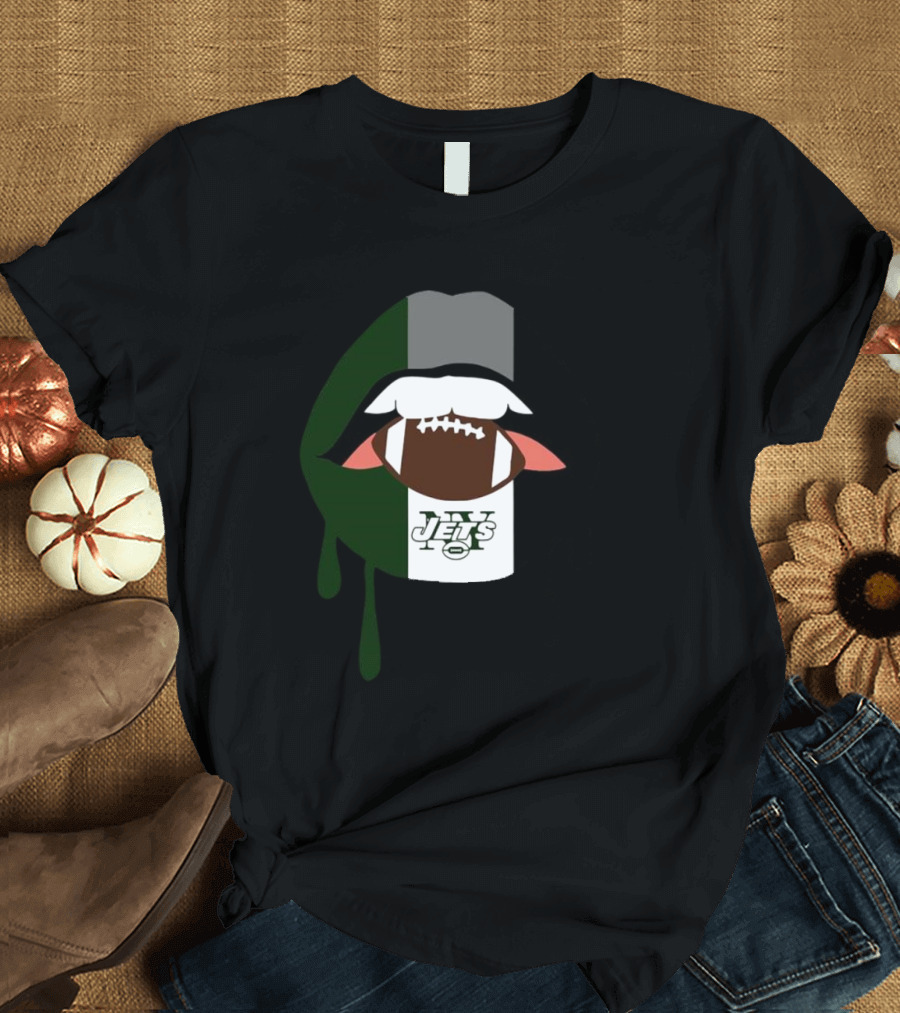 Jets Lips Football Drip New York T-Shirt
