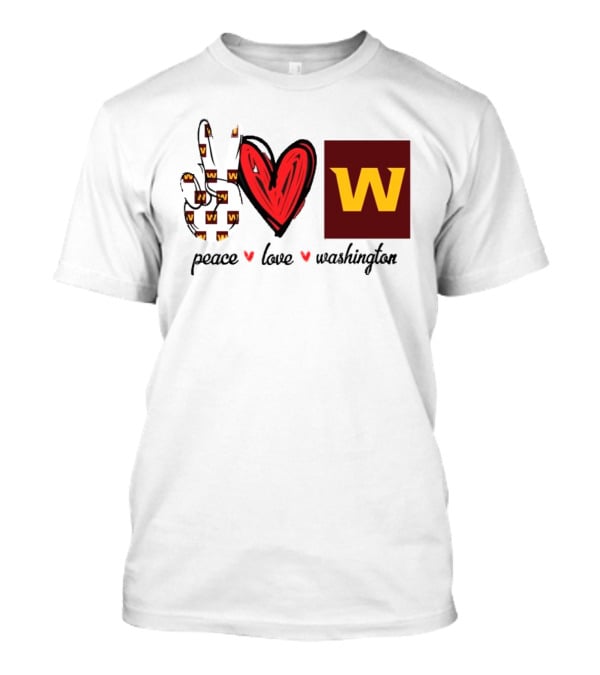 Peace Love Washington Commanders W Logo Football Team T-Shirt