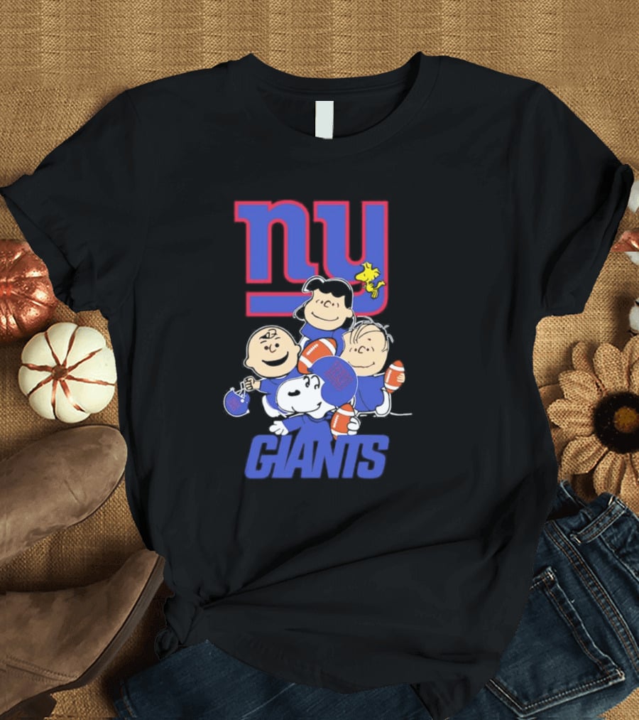 NY Giants Peanuts Characters Football T-Shirt