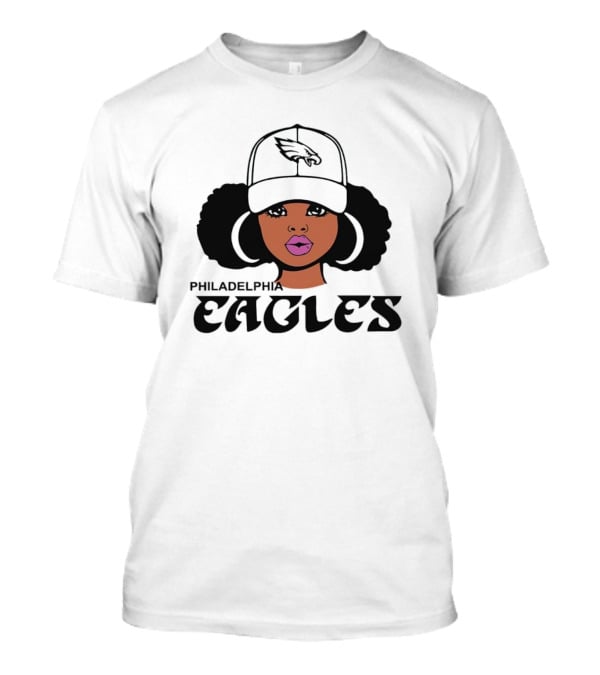 Philadelphia Eagles Girl Afro Style Icon With Cap T-Shirt