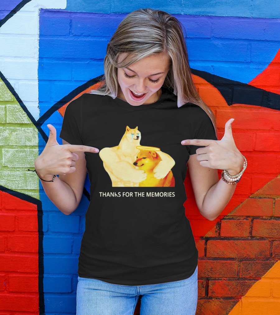 RIP Cheems Thanks For The Memories Doge Crying Angel Halo Hug T-Shirt