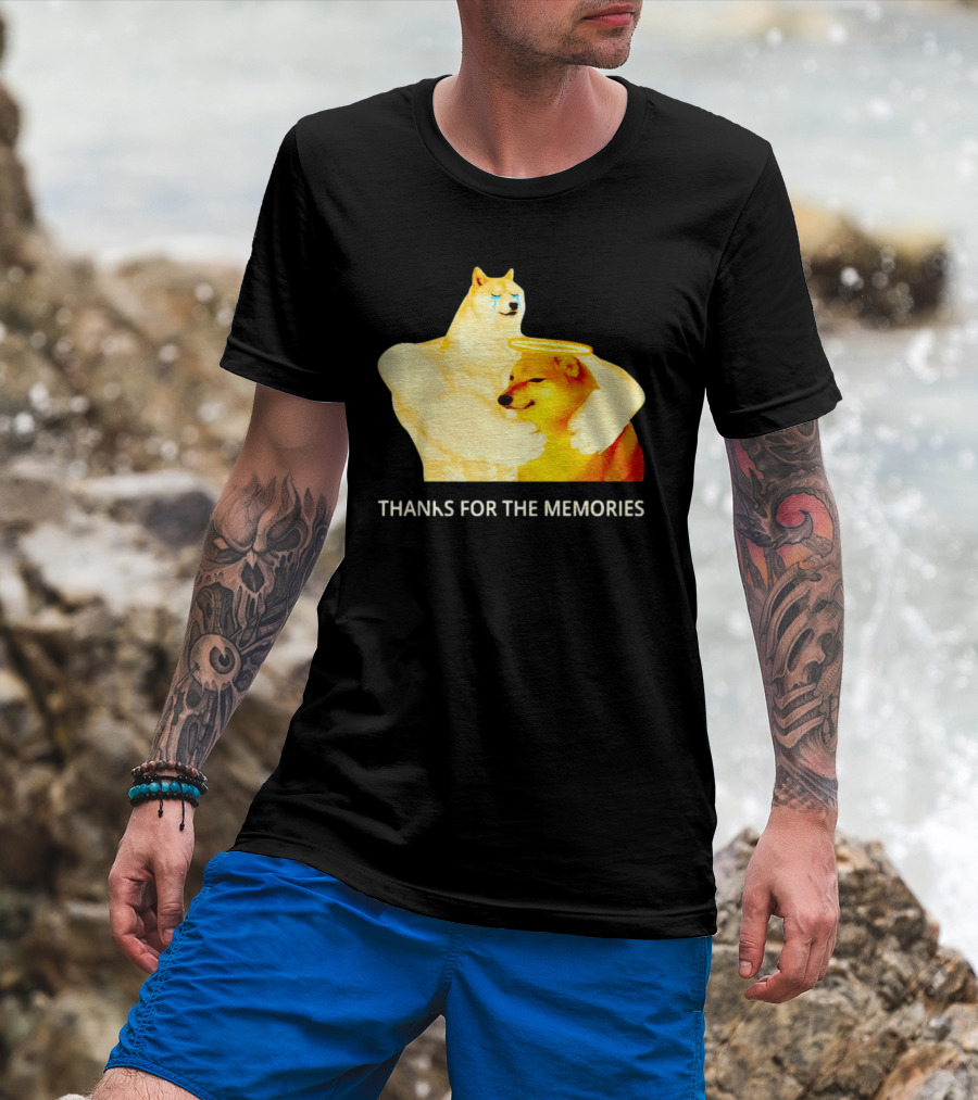RIP Cheems Thanks For The Memories Doge Crying Angel Halo Hug T-Shirt