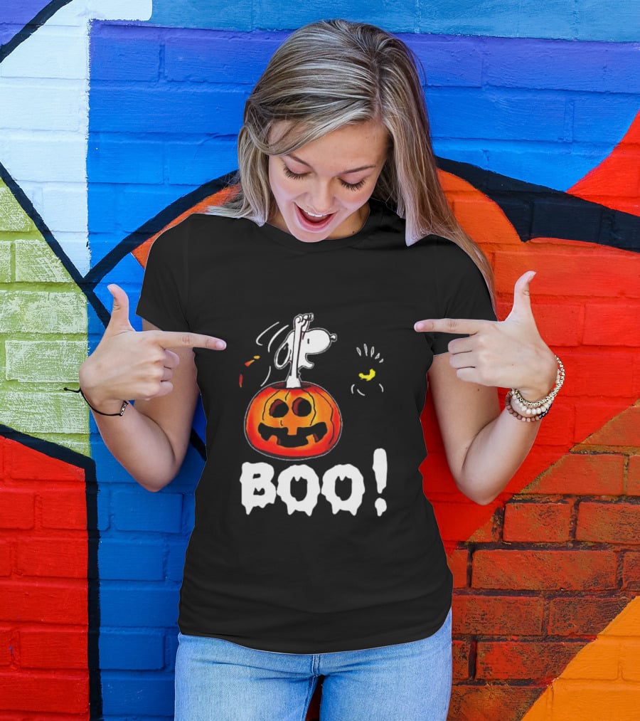 Snoopy And Jack-O'-Lantern Boo Halloween T-Shirt