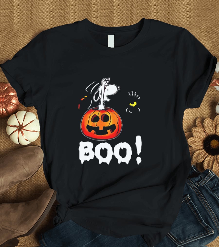 Snoopy And Jack-O'-Lantern Boo Halloween T-Shirt