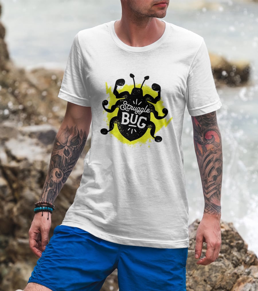 Struggle Bug Yellow Lightning Background T-Shirt