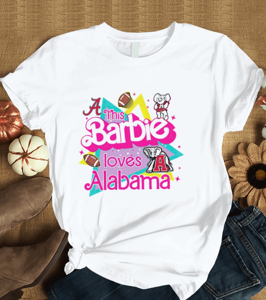 This Barbie Loves Alabama Football And Crimson Tide Fan Elephants T-Shirt