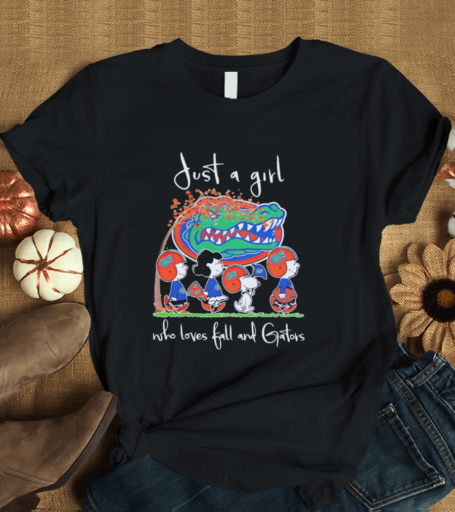 Just A Girl Who Loves Fall And Florida Gators Peanuts Characters T-Shirt