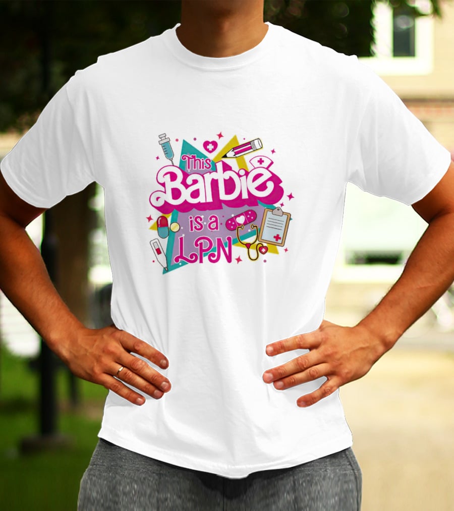 This Barbie Is A LPN With Medical Icons And Bright Colors T-Shirt