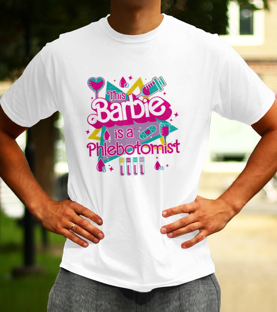 This Barbie Is A Phlebotomist Retro Style With Syringe And Blood Type Icons T-Shirt