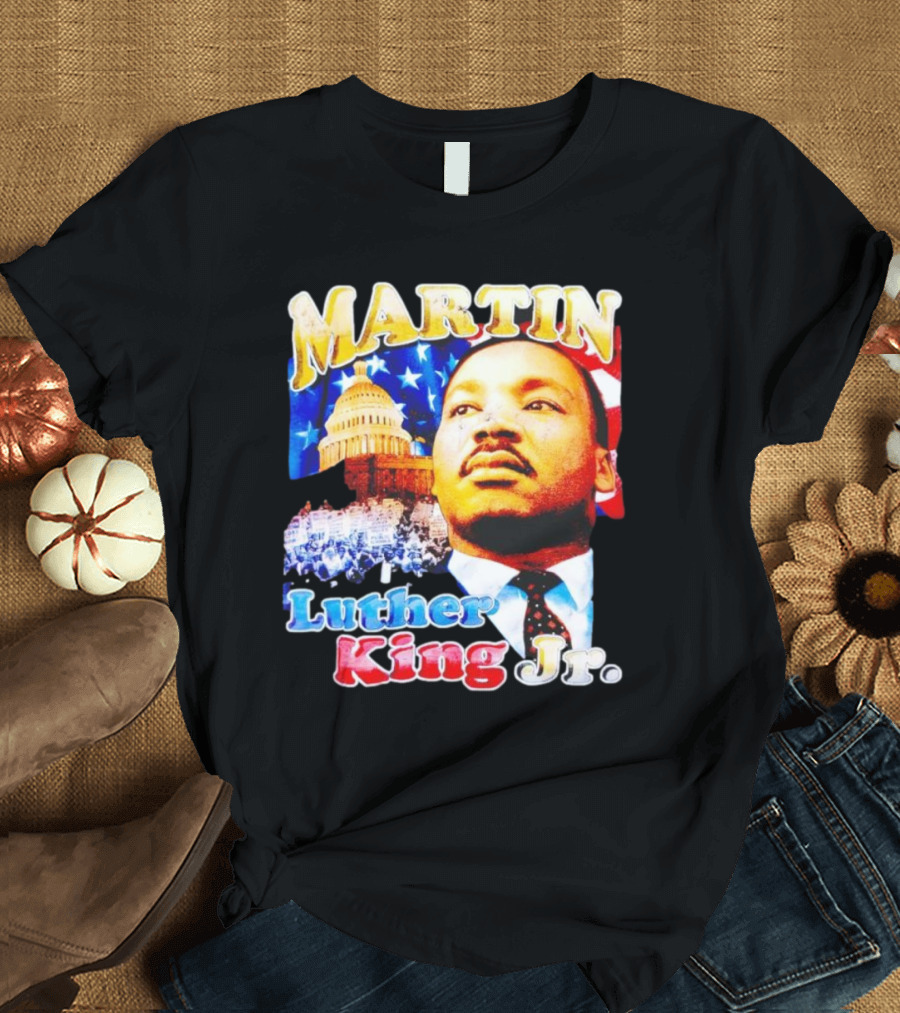 Martin Luther King Jr Vintage 90s American Flag Capitol T-Shirt