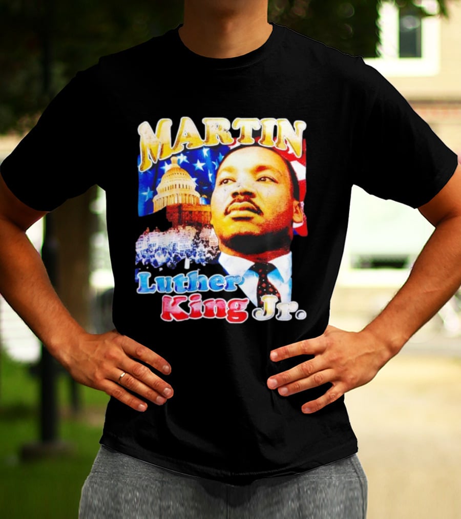 Martin Luther King Jr Vintage 90s American Flag Capitol T-Shirt
