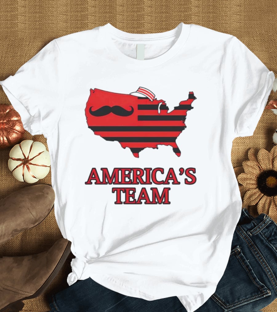 America's Team Moustache Map Cincinnati Men's Fashion T-Shirt