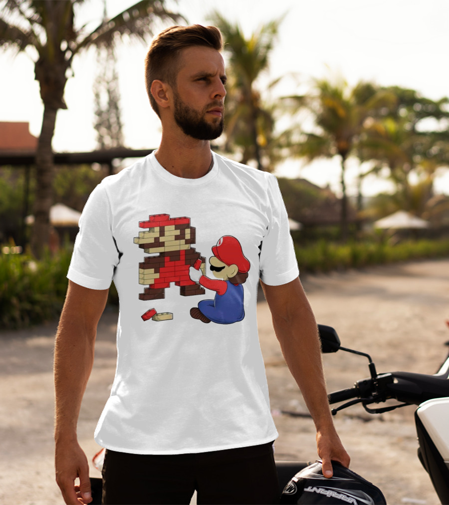 Super Mario Pixel Blocks Retro Builder T-Shirt