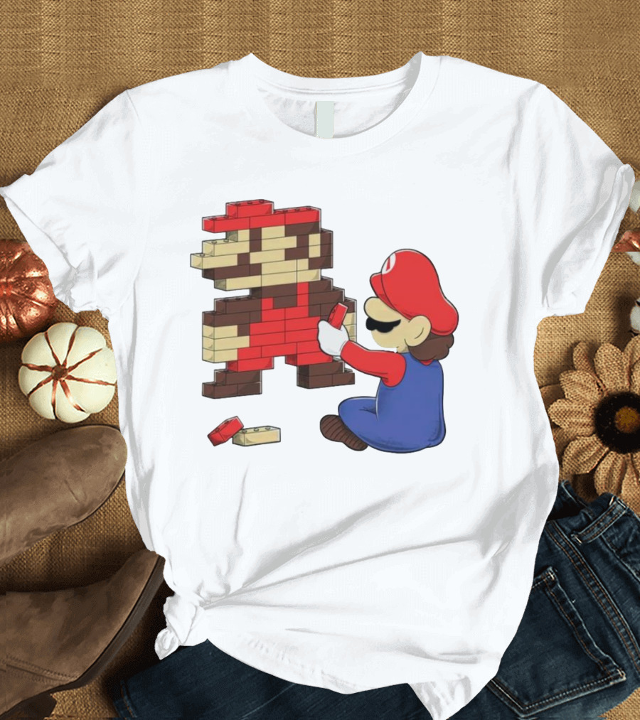 Super Mario Pixel Blocks Retro Builder T-Shirt