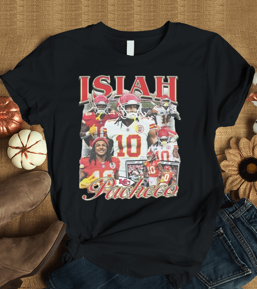 Isiah Pacheco 90s Kansas City Chiefs Football Collage T-Shirt