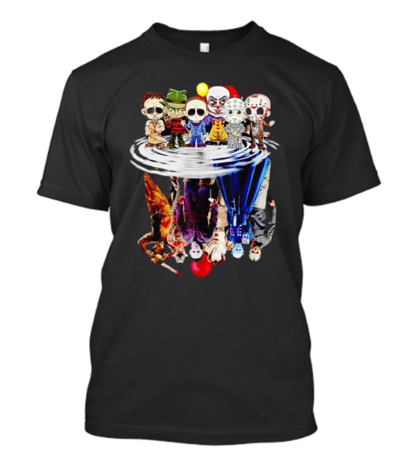 Horror Halloween Chibi Icons Reflecting In Water Mirror T-Shirt