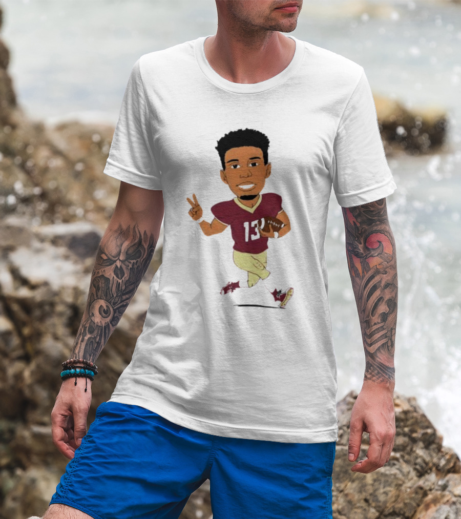 Jordan Travis II Cartoon Football Character Number 13 T-Shirt
