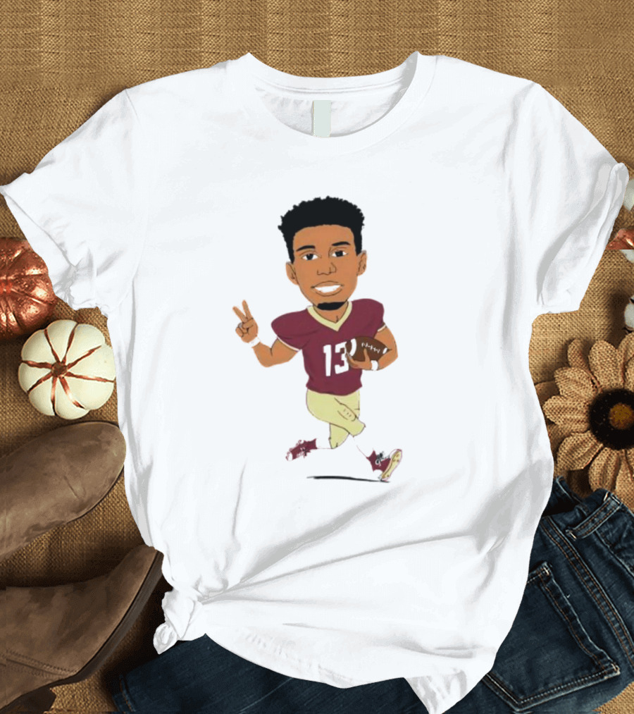 Jordan Travis II Cartoon Football Character Number 13 T-Shirt