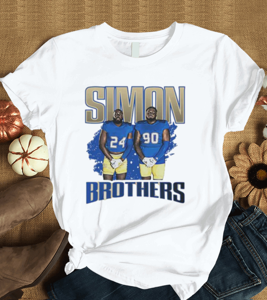 SIMON BROTHERS GAMEDAY 24 90 NFL-INSPIRED FOOTBALL PLAYERS IN BLUE AND GOLD T-Shirt