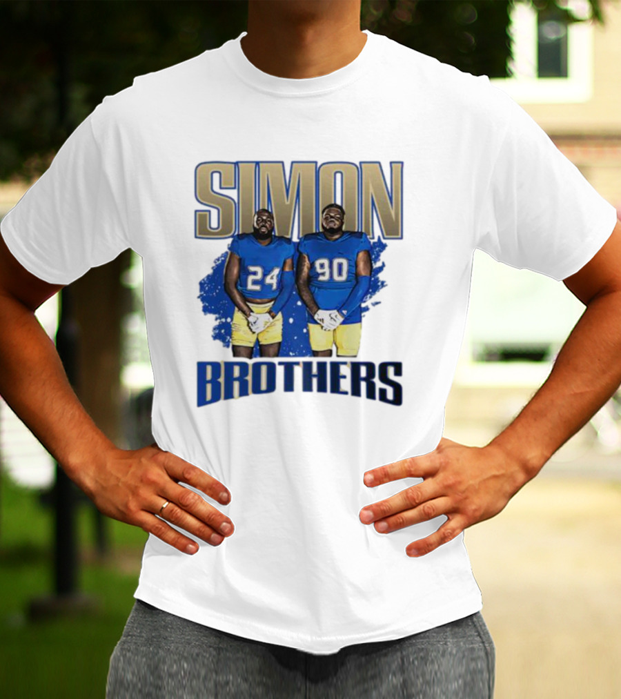 SIMON BROTHERS GAMEDAY 24 90 NFL-INSPIRED FOOTBALL PLAYERS IN BLUE AND GOLD T-Shirt