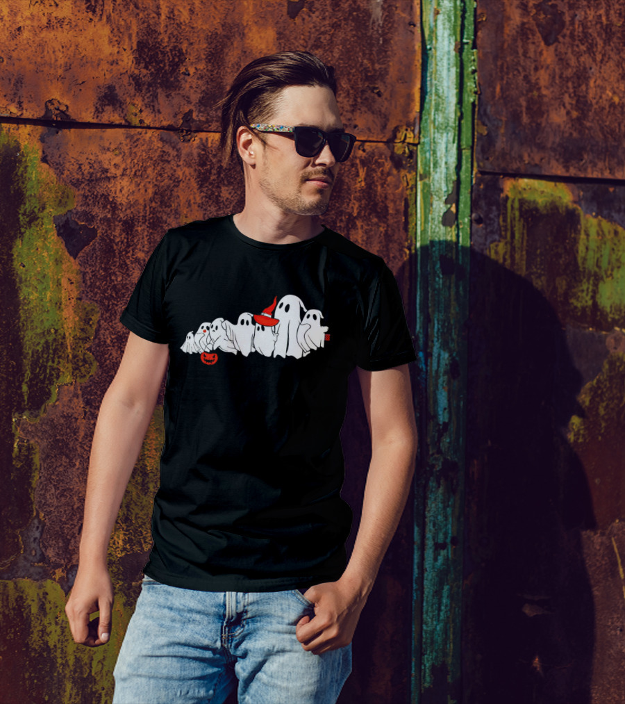 The Boograss State Ghosts Halloween Parade With Witch Hat And Pumpkin T-Shirt